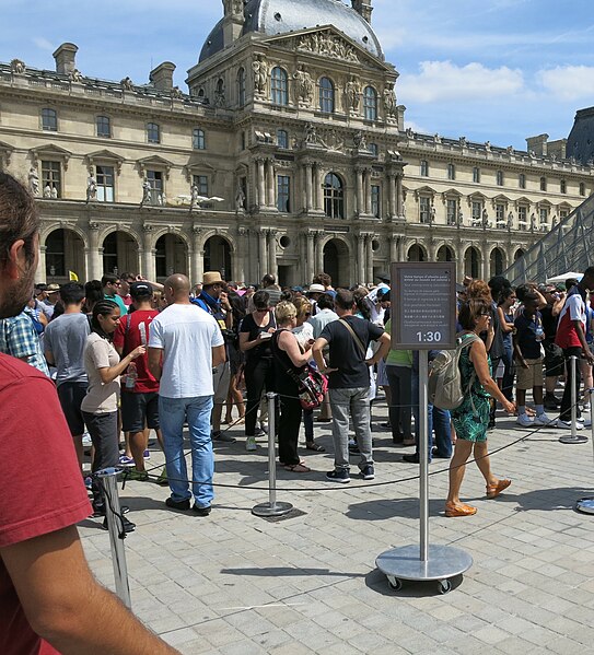 File:Your waiting time (to enter into Louvre museum) is calculated at 1hour 30.jpg