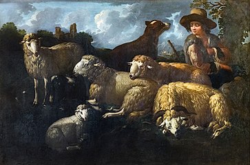 Berger et moutons - Philipp Peter Roos