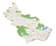Mapa konturowa gminy Łoniów, w centrum znajduje się punkt z opisem „Łoniów”
