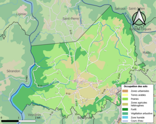 Kolorowa mapa przedstawiająca użytkowanie gruntów.