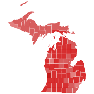 1998 Michigan Secretary of State election results map by county.svg