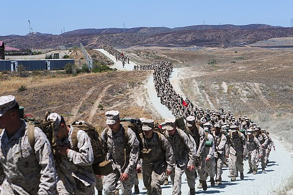 Marines hiking at Camp Pendleton during 2014