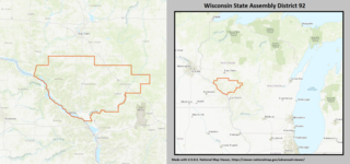 <span class="mw-page-title-main">Wisconsin's 92nd Assembly district</span> American legislative district in westrern Wisconsin