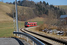 Train station in Gondiswil. The first railroad station in the village was built in 1889. 2012-03-01-Supra Argovio (Foto Dietrich Michael Weidmann) 019.JPG