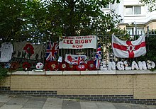 The murder site in 2015 2015 London-Woolwich, Wellington St, Lee Rigby memorial 02.JPG