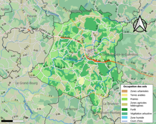 Barevná mapa znázorňující využití půdy.