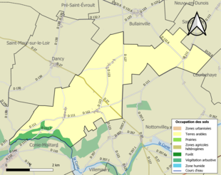 Kolorowa mapa przedstawiająca użytkowanie gruntów.