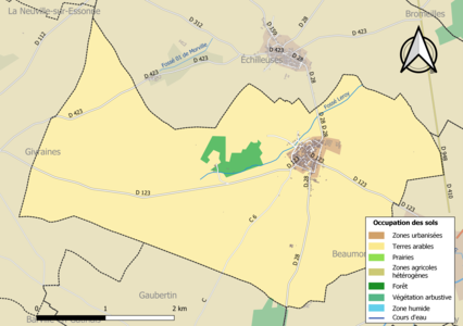 Carte des infrastructures et de l'occupation des sols en 2018 (CLC) de la commune en 2018.