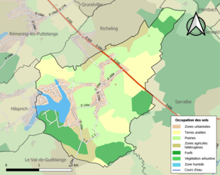 Barevná mapa znázorňující využití půdy.