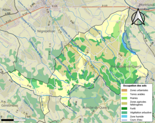 Barevná mapa znázorňující využití půdy.