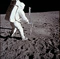 Image 52Buzz Aldrin taking a core sample of the Moon during the Apollo 11 mission (from Space exploration)