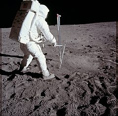 Image 8Buzz Aldrin taking a core sample of the Moon during the Apollo 11 mission (from Space exploration)