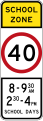 (R4-V106) 40 km/h Speed Limit School Zone (used in Victoria)