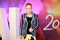 Heincz Gábor Biga A Dal 2018 első elődöntője után, Budapesten, az MTVA székházában