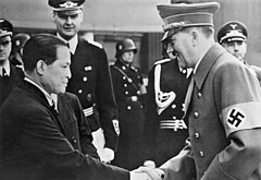 Image 14Adolf Hitler meeting Japanese ambassador to Germany Hiroshi Ōshima, 1942 (from Diplomatic history of World War II)