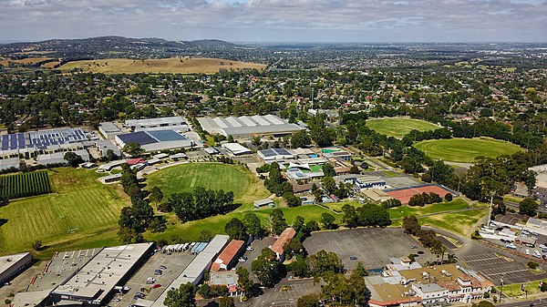 Aerial perspective of St Joseph's College and surrounds in Ferntree Gully