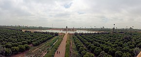 Panoramic view of the Agdal Gardens, looking towards the Dar al-Hana reservoir Agdale (retouched).jpg