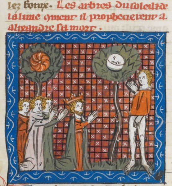 File:Alexander and followers praying at Trees of Sun and Moon England 1333.jpg