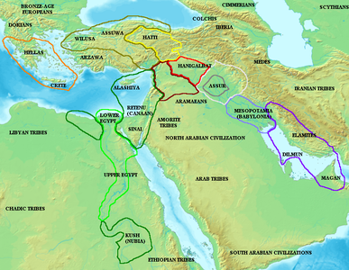 O Oriente Antigo no período de Amarna.  Reinos e suas dependências.  Tribos e países separados da periferia.  Século 14  BC  e.