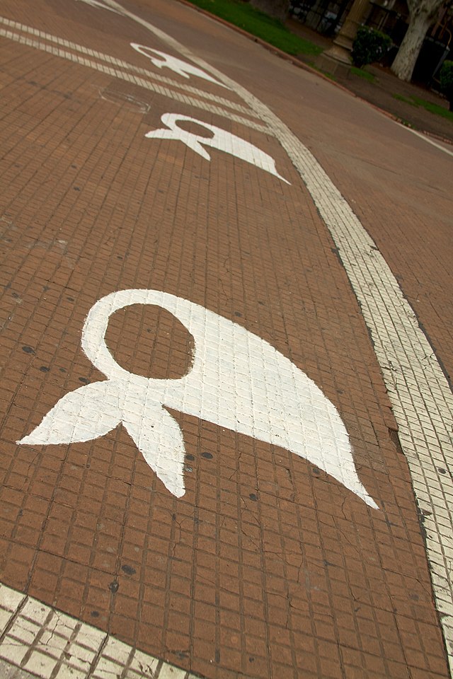 The iconic shawls of the Mothers of the Plaza de Mayo in the center of Buenos Aires, Argentina.