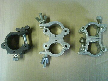 Assorted cheeseboroughs, from left: A half, swivel, scaffold clamp.