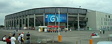 Außenansicht der Nordostecke des Stadions bei der U-20-WM 2010