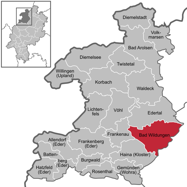Läget för Bad Wildungen i Landkreis Waldeck-Frankenberg