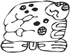 Three ways to write bʼalam using combinations of the logogram with the syllabic signs as phonetic complements. From left to right: bʼa-bʼalam, bʼalam-ma, and bʼa-bʼalam-ma