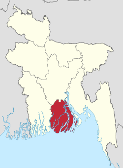 Област Барисал на картата на Бангладеш