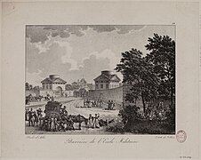 Lithographie de la barrière de l'École-Militaire, avant 1824.