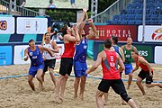 Deutsch: Beachhandball Europameisterschaften 2019 (Beach handball Euro); Tag 5: 6. Juli 2019 – Männer, Halbfinale, Dänemark-Ungarn 2:0 (19:16, 22:18) English: Beach handball Euro; Day 5: 6 July 2019 – Semifinal Men – Denmark-Ukraie 2:0 (19:16, 22:18)