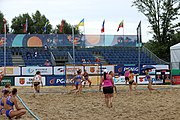 Deutsch: Beachhandball Europameisterschaften 2019 (Beach handball Euro); Tag 5: 6. Juli 2019 – Frauen, Halbfinale, Ungarn-Niederlande 2:0 (19:16, 15:12) English: Beach handball Euro; Day 5: 6 July 2019 – Semifinal Women – Hungary-Netherlands 2:0 (19:16, 15:12)