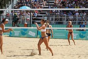 Deutsch: Beachvolleyball bei den Olympischen Jugendspielen 2018; Tag 11, 17. Oktober 2018; Jungen, Spiel um Platz 3 – USA (Devon Newberry/Lindsey Sparks)-Norwegen (Emilie Olimstad/Frida Berntsen) 1:2 (21–1/13–21/9–15) English: Beach volleyball at the 2018 Summer Youth Olympics at 17 October 2018 – Bronze Medal Match – USA (Devon Newberry/Lindsey Sparks)-Norway (Emilie Olimstad/Frida Berntsen) 1:2 (21–1/13–21/9–15)