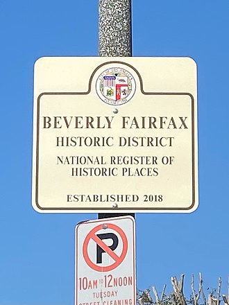 Beverly Fairfax Historic District sign from the National Register of Historic Places Beverly Fairfax Sign.jpg