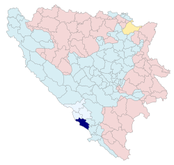 Location of Ljubuški in Bosnia and Herzegovina