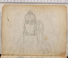 A sketch by Blake in his notebook, in what would be later known as the Rossetti Manuscript Blake manuscript - Notebook - page 110 reversed.jpg