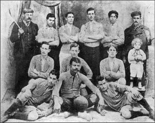 The first recorded photo of Boca Juniors taken in 1906, after winning the Liga Central championship