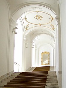 The reconstructed grand staircase dates to the times of Maria Theresa