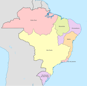 Brazil in 1709 with Sao Paulo at its largest Brazil (1709).svg