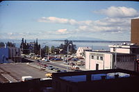 Downtown Anchorage in 1976 Buildings, cars, bay Anchorage 1976.jpg