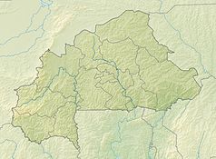 Mapa konturowa Burkina Faso, blisko prawej krawiędzi znajduje się punkt z opisem „Park Narodowy W”