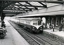 Railcar 132 at Lisburn station on 30 March 1974. Bygone days at Lisburn station - geograph.org.uk - 652602.jpg