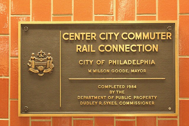 Plaque from the city government of Philadelphia in Jefferson Station