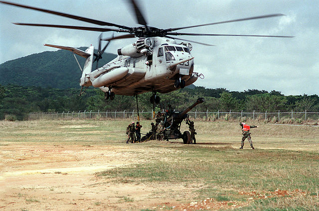 A CH-53 from HMH-361 training in Okinawa in 1995.
