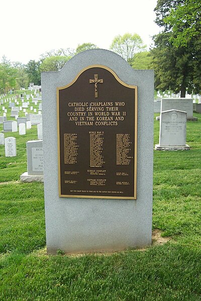 The Catholic chaplains' monument on Chaplains Hill in Arlington National Cemetery.