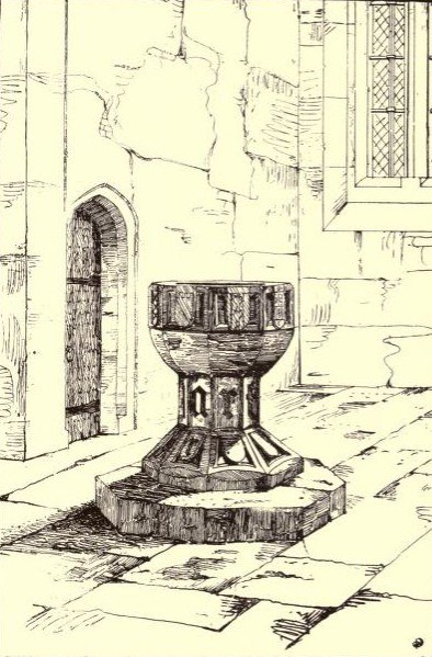 15th century font in the Church of St Anne, Catterick