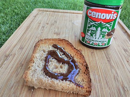 Cenovis on bread, with jar in the background