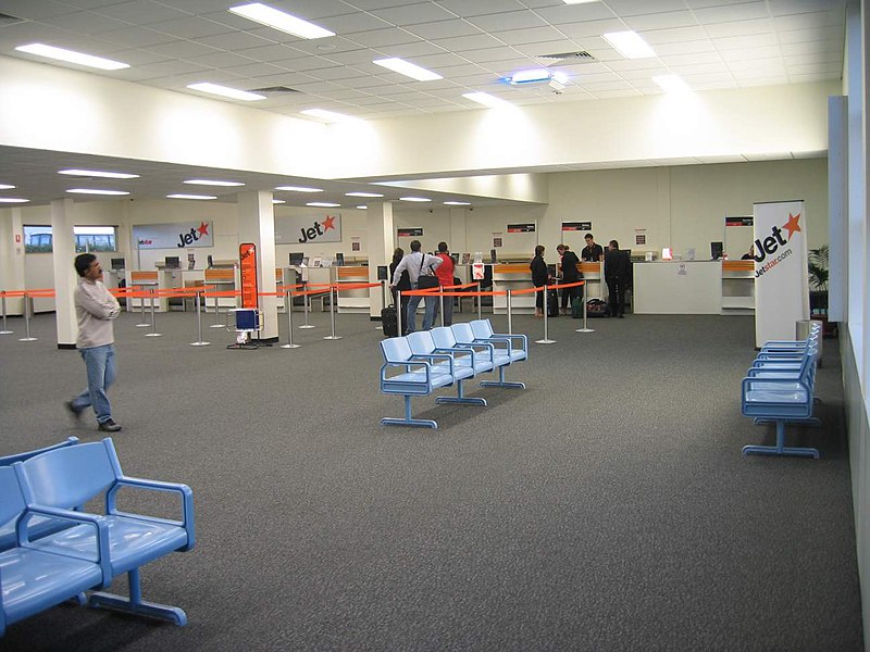 File:Checkin counters at Avalon Airport.jpg