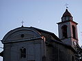 Italiano: La chiesa di San Rocco, a Morbello, frazione Costa. E' visibile uno spicchio di Luna.