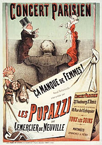 Ça manque de femmes !, revue fantaisiste performed by Lemercier de Neuville's Pupazzi at Concert parisien (1884)